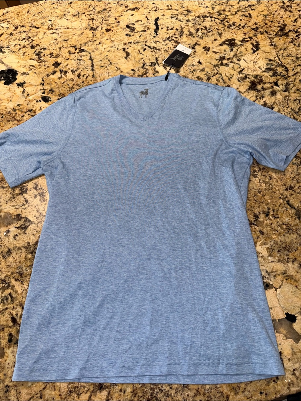 Raffi Men's V-Neck Tee in Light Blue Heather